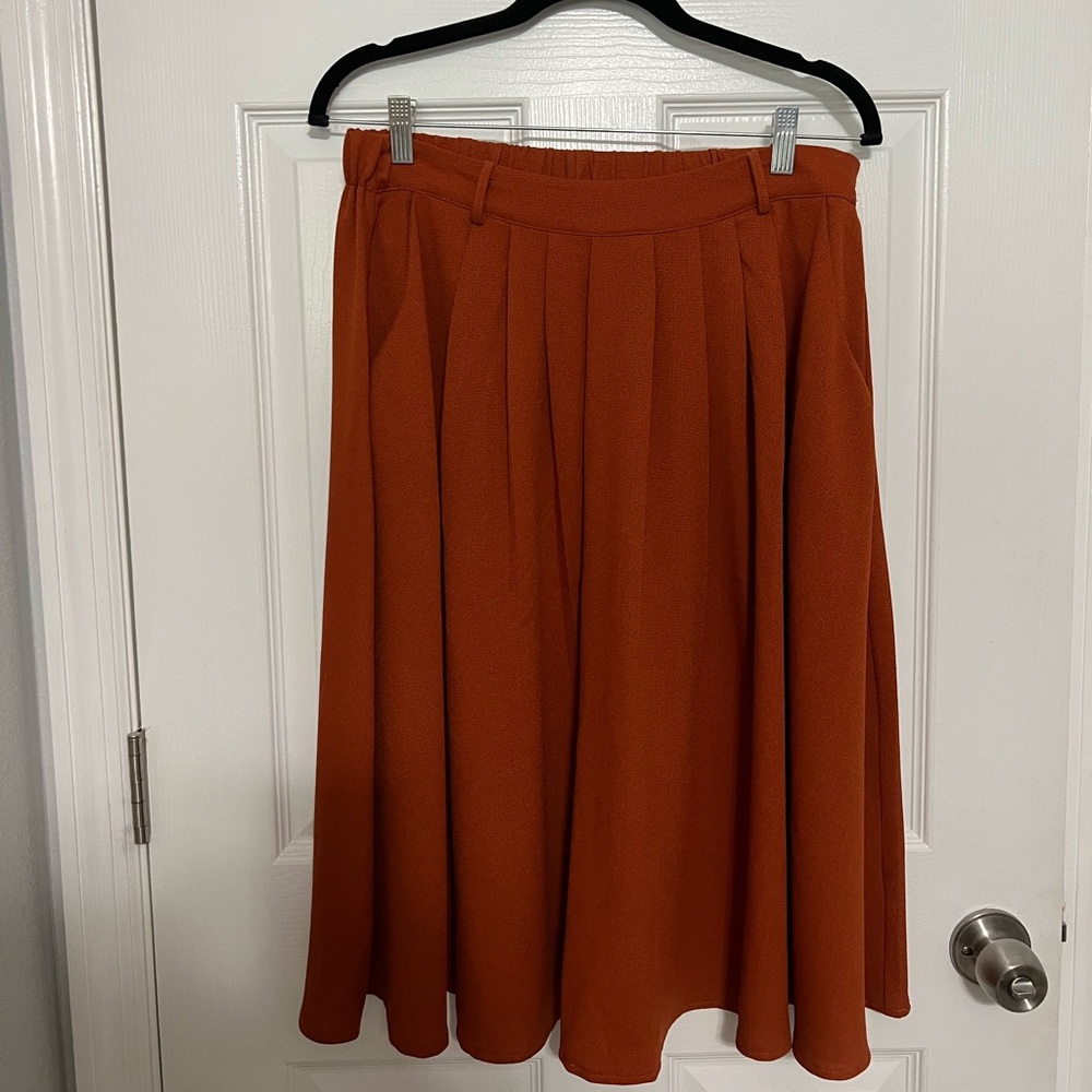 Rust orange midi skirt